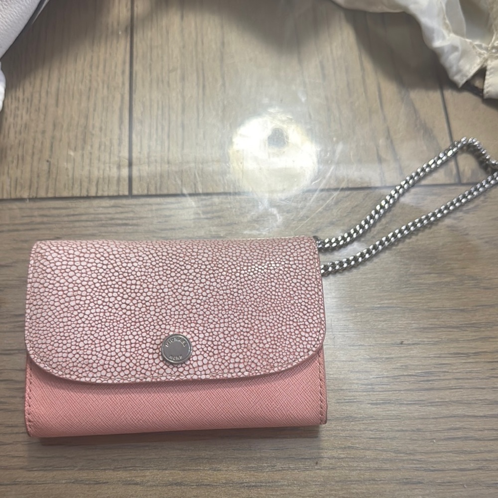 MK Chic Pink Wallet with Chain Strap